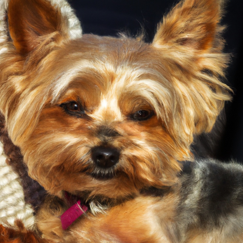 Yorkshire Terrier sitting attentively.