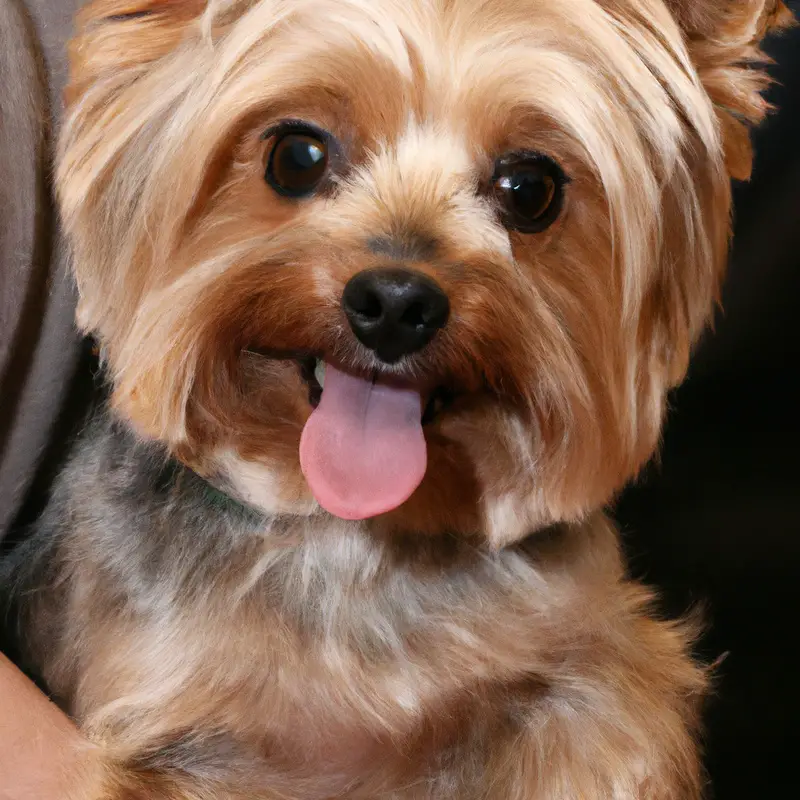 Yorkshire Terrier using doggy door.