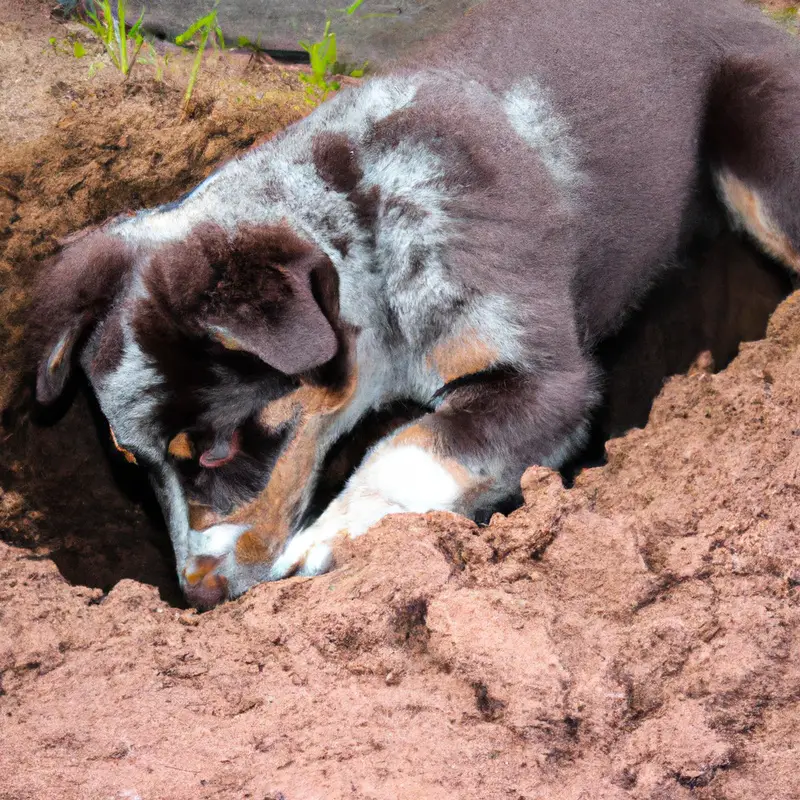 Curious puppy digging