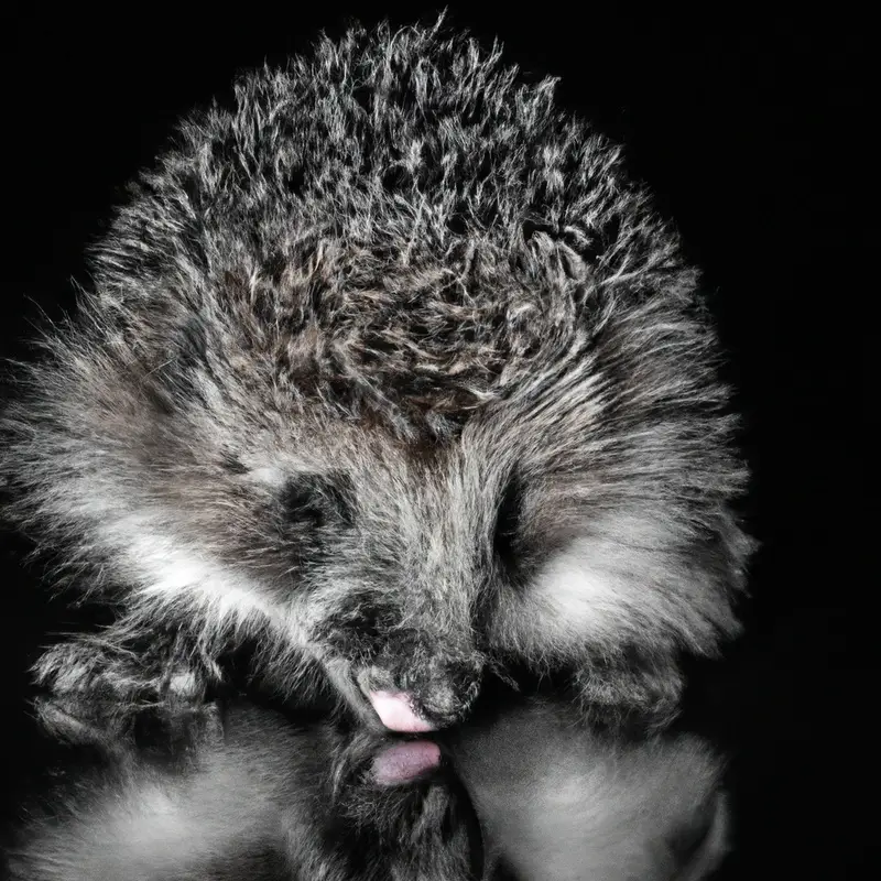Hedgehog sniffing flower.
