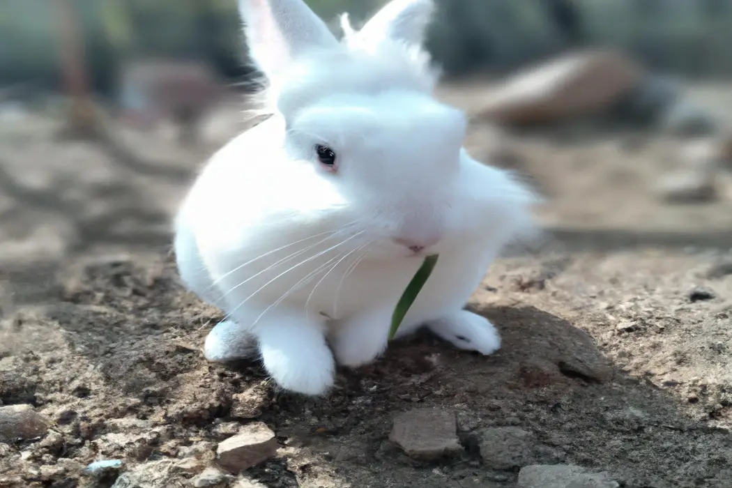 Rabbit eating cucumber.