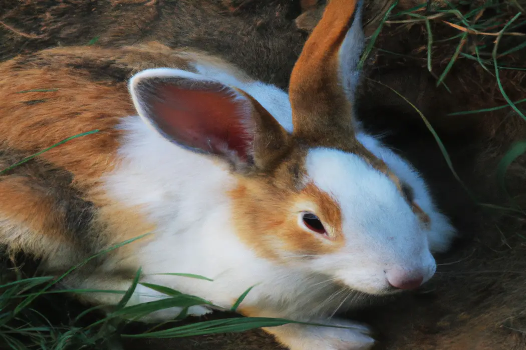 Rabbit eating grass.