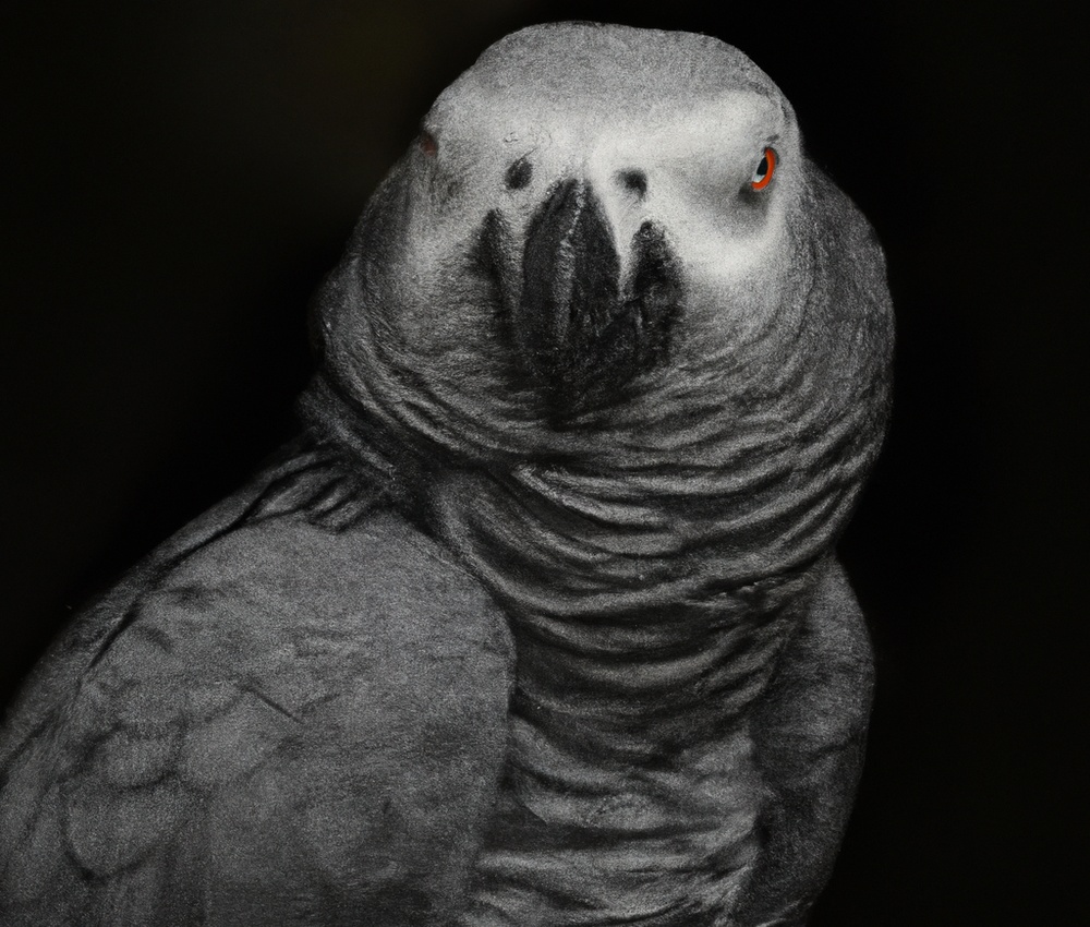 African Grey Parrot foraging