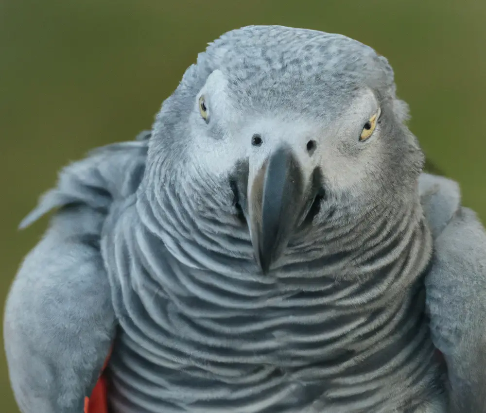 African Grey Parrot sitting on a perch.