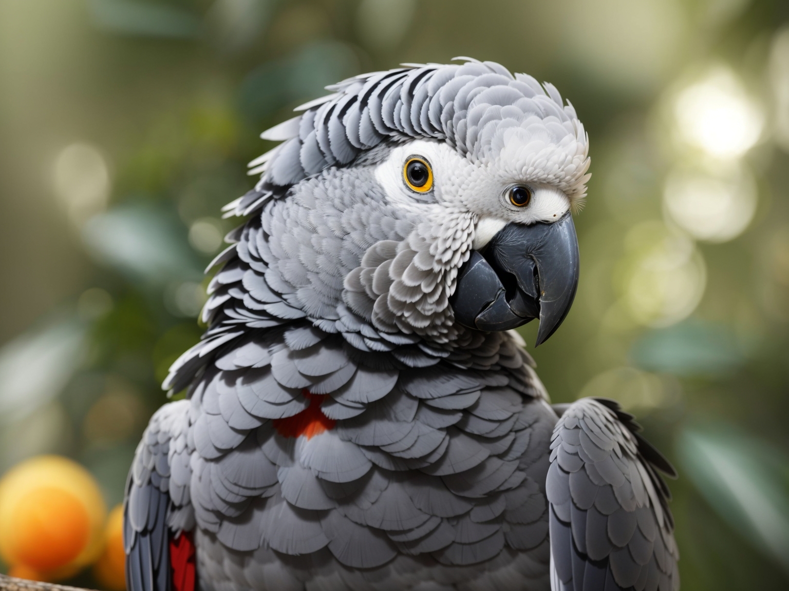 African Grey Parrot with Apricot.