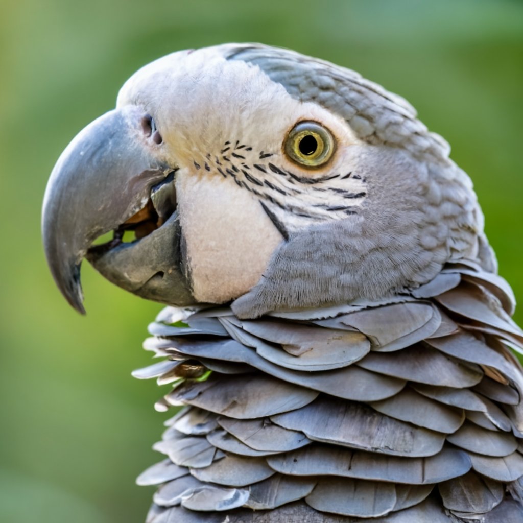 Parrot eating broccoli.