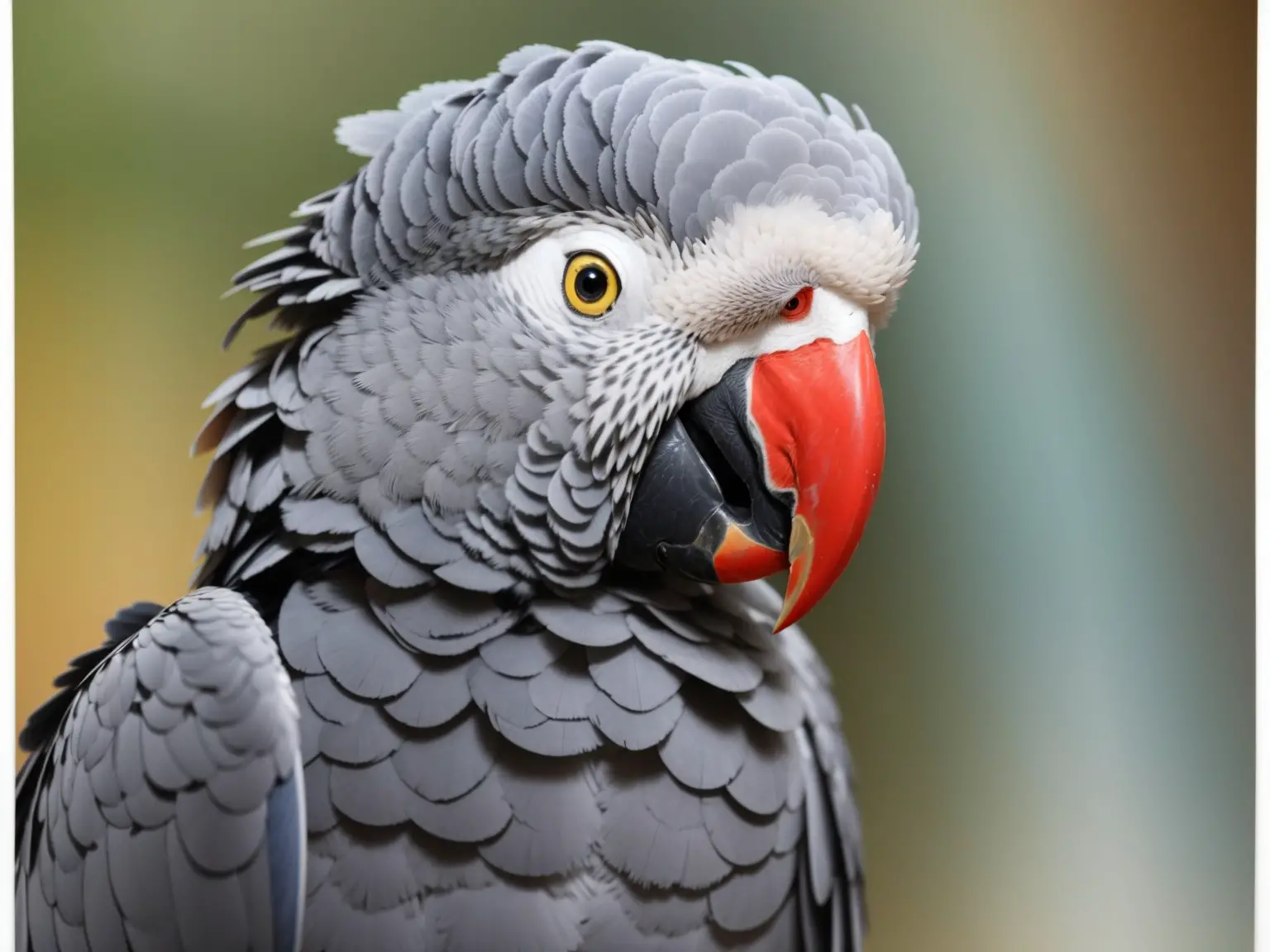 Shivering African grey parrot.