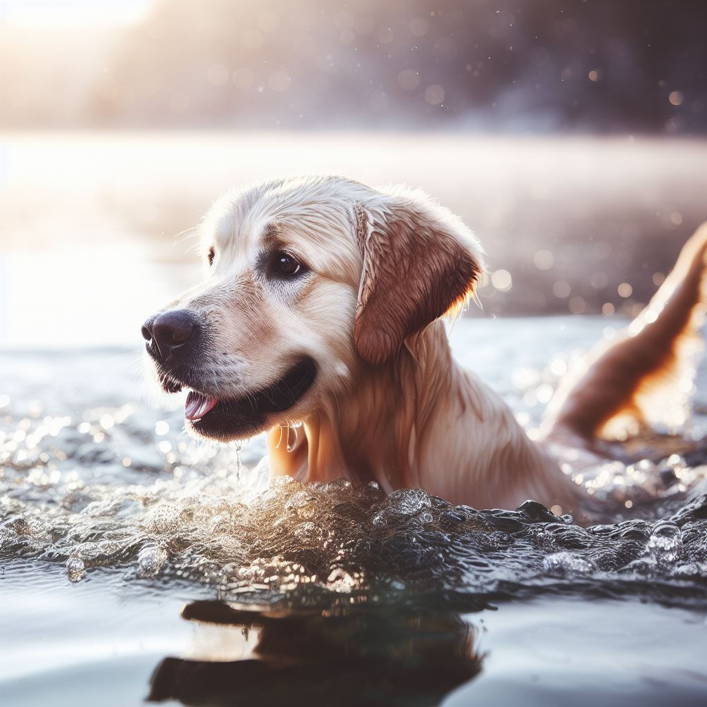pup in cold water